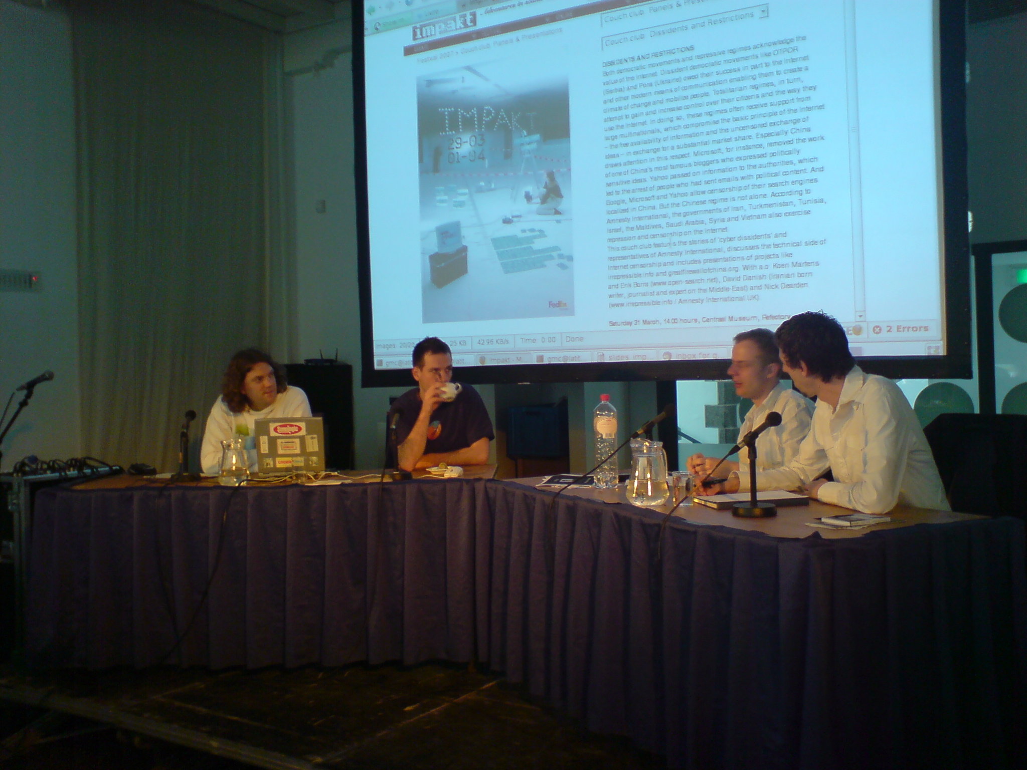 Panel at the 2007 impakt festival couch.club dissidents and restrictions 